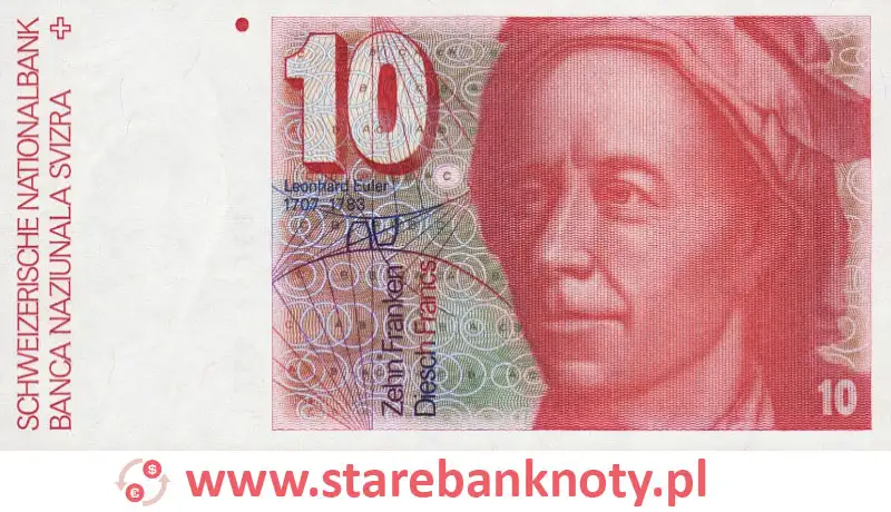 widok banknotu 10 franków szwajcarskich awers